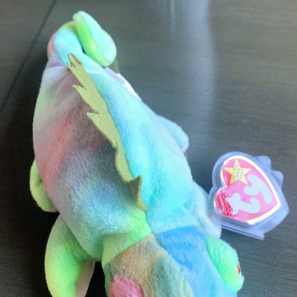 1997 4038 Iggy Iguana Incorrect Rainbow Tie-Dye Plush Ty Beanie Baby MWMT - Picture 7 of 12